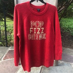 Torrid Tinsel Pullover Crew Neck Sweater Red